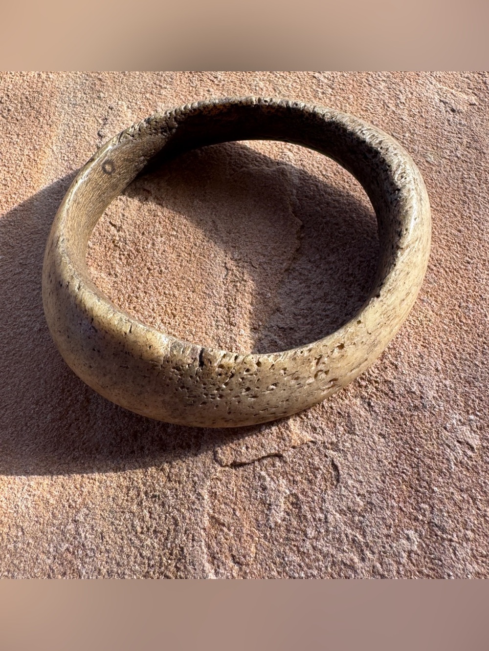 Carved Antique Bone Bangle Bracelet Africa Rustic Patina